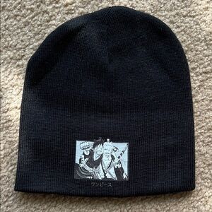 Black Beanie Hat Cap with Japanese Anime Graphic Luffy One Piece Comic Con